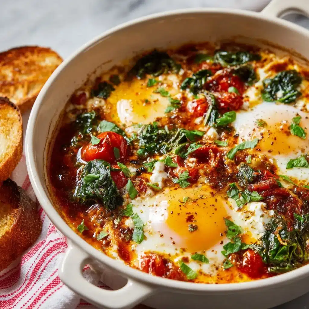 Mediterranean Baked Feta Eggs with Spinach Recipe