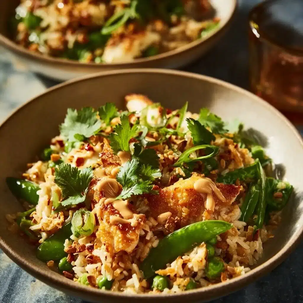 Chicken Crispy Rice Salad with Peanut Dressing