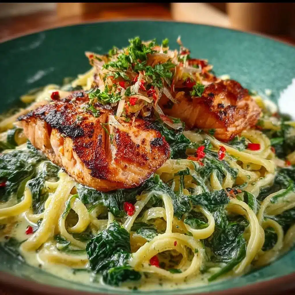 Creamy Spinach and Hot Smoked Salmon Pasta