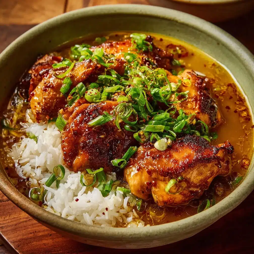 Caramelised Soy Chicken in Garlic Ginger Broth with Rice