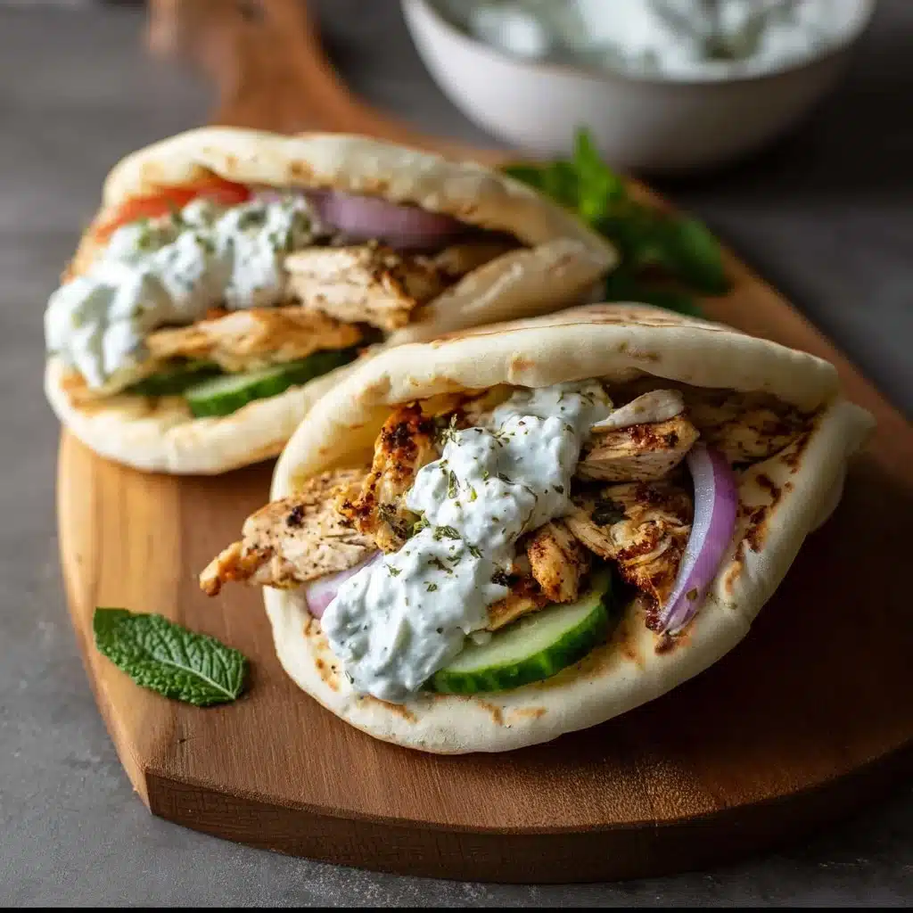 Crockpot Greek Chicken Pitas with Tzatziki
