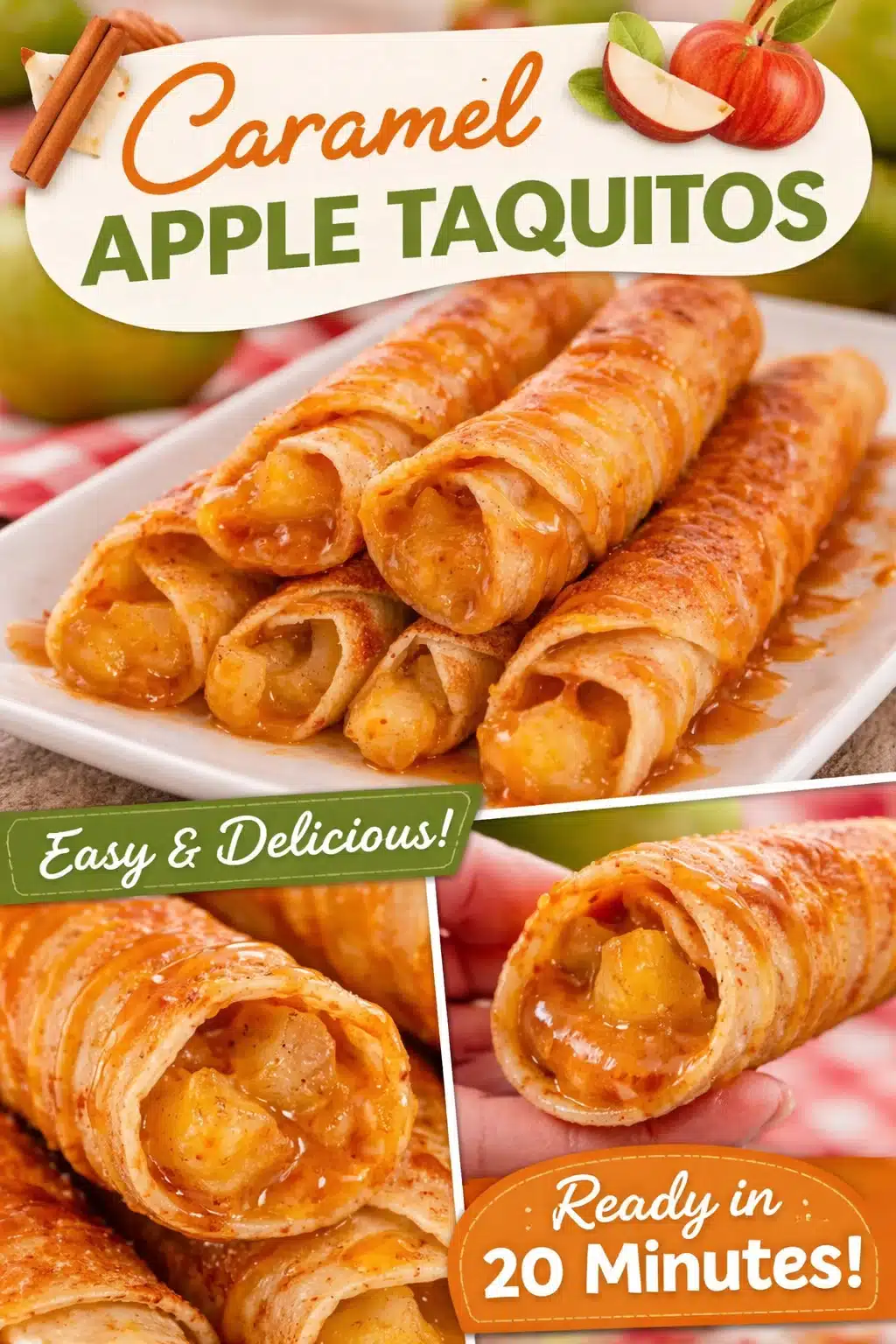 Deliciously Crispy Caramel Apple Taquitos You&rsquo;ll Love