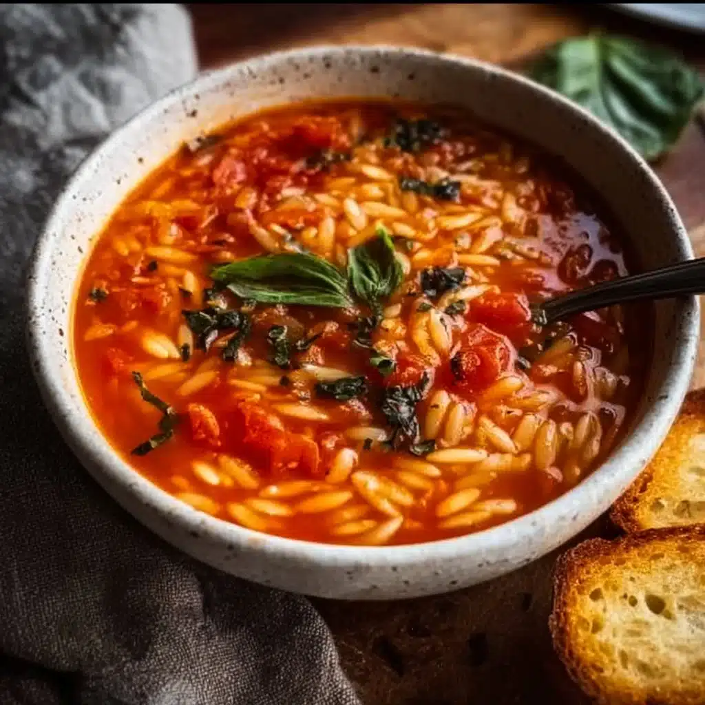 Flavorful Fire-Roasted Tomato Basil Orzo Soup Recipe