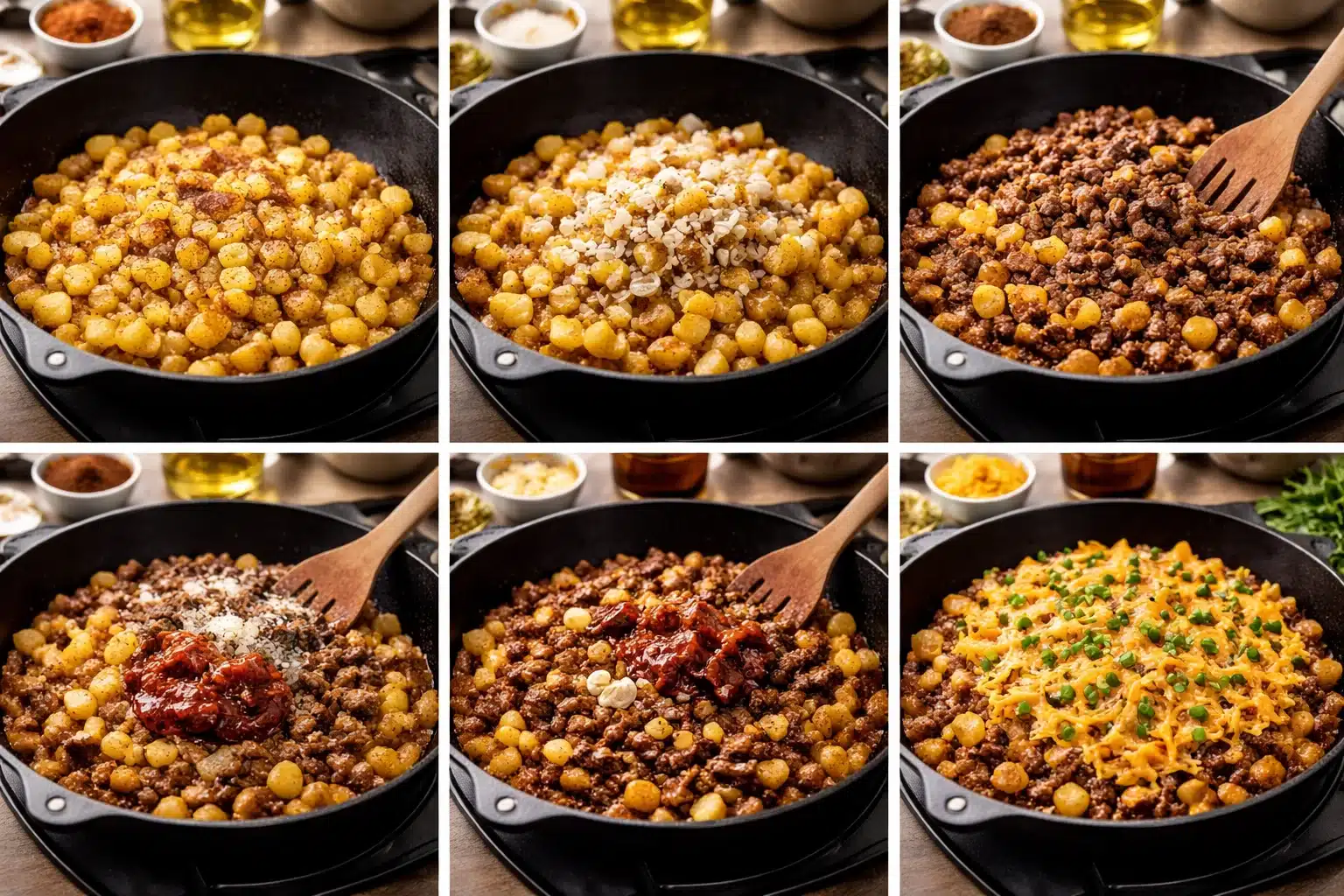 BBQ Cheese Burger Potato Skillet