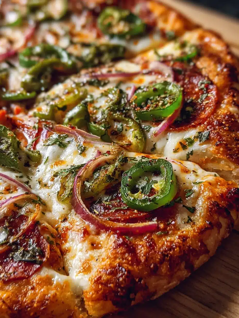 Savory Pepperoncini and Onion Vegetarian Pizza Bliss