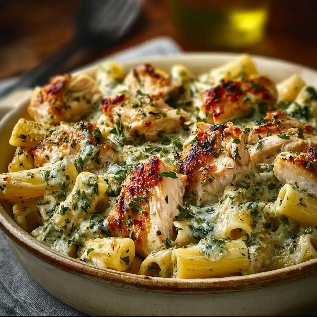 Creamy Pesto Chicken Pasta Bake