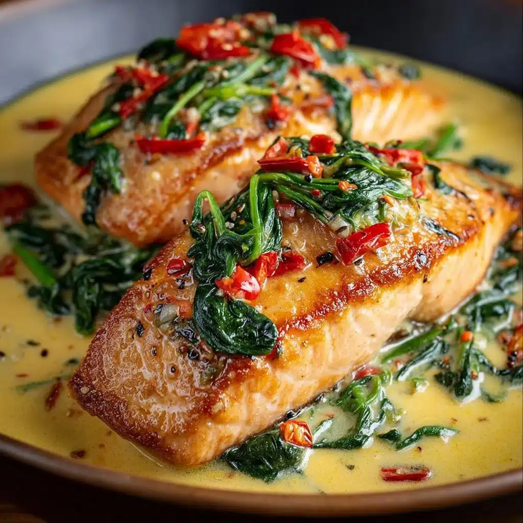 Creamy Spinach and Roasted Red Pepper Salmon