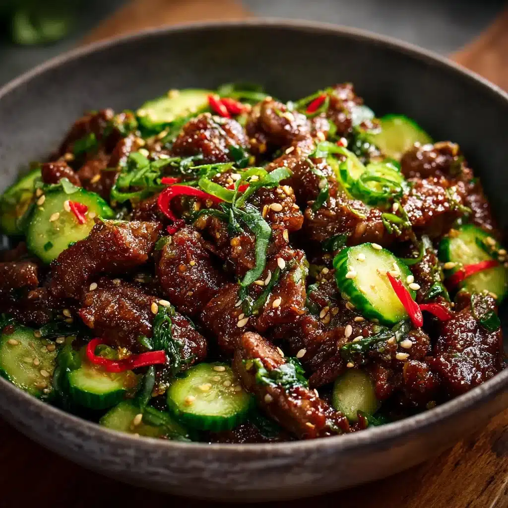 Delightful Spicy Keto Korean Beef with Cucumber Salad Dish